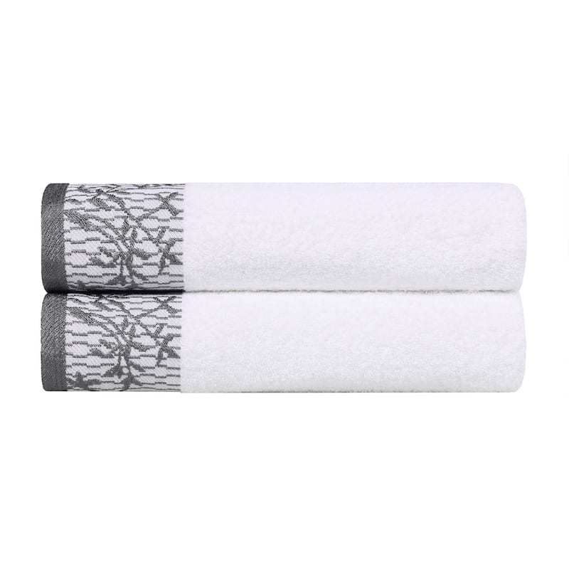 Superior Wisteria Cotton Floral Jacquard Border Bath Towel Set