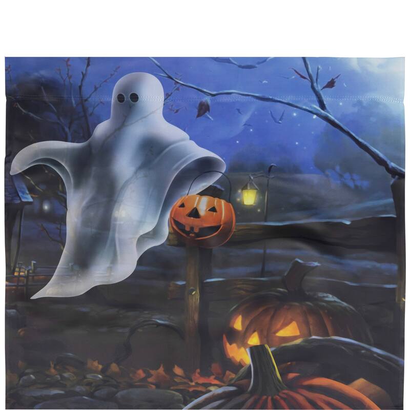 Pumpkins and Ghost Spooky Halloween Outdoor House Flag - 28" x 40"