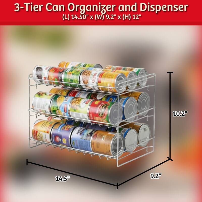 3-Tier Can Organizer and Dispenser - Rack Holds up to 27 Cans - For Kitchen Pantries and Countertops by Classic Cuisine