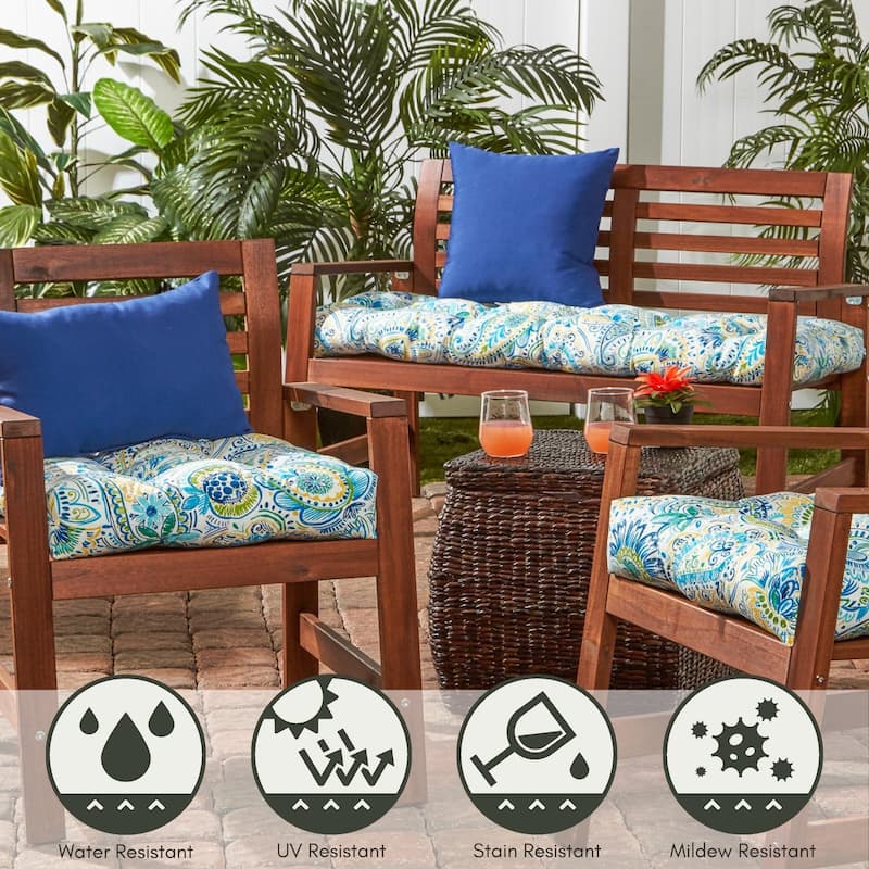Painted Paisley 20-inch Patio Chair Cushion (Set of 2)