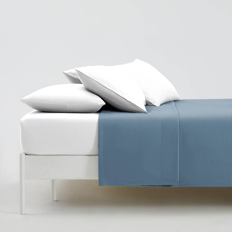 Vilano Oversized Flat Bed Sheet , 2 pack, Flat Sheet Only, Bed Sheet Separates - King - Coronet Blue