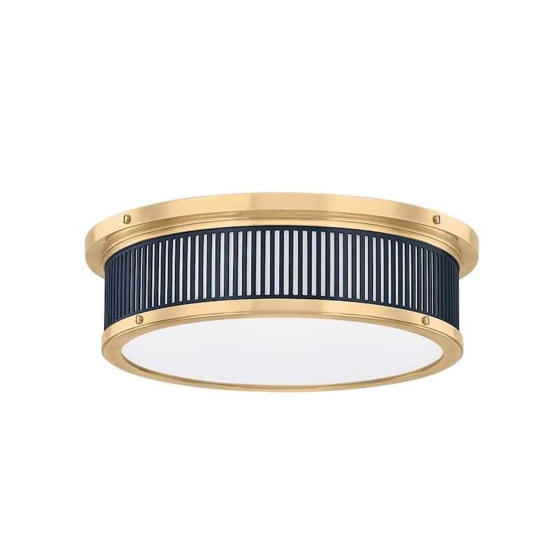 Hudson Valley Lighting MDS1901 Ashdown 14" Wide LED Flush Mount Drum - Aged Brass / Distressed Bronze