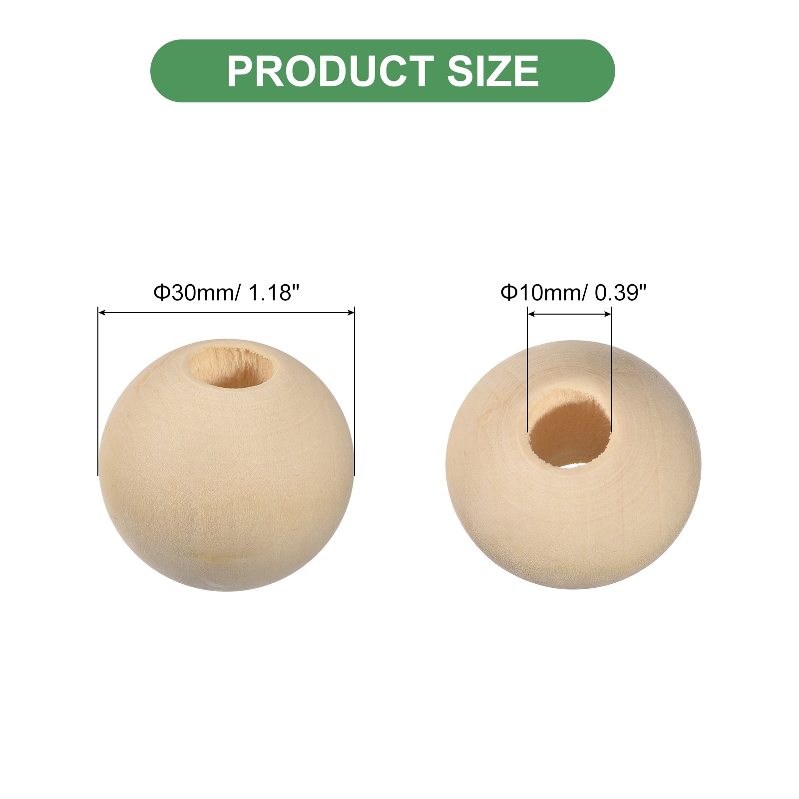 Natural Wood Spacer Beads, Hole Unfinished Round Wooden Beads for DIY Crafting, Jewelry Making Bracelets - Natural Color