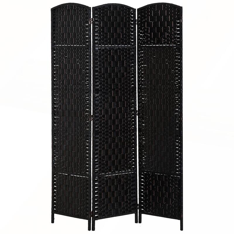 6' Tall Wicker Weave 6 Panel Room Divider Privacy Screen