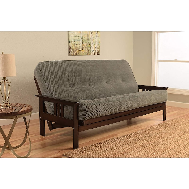 Full Size Futon Frame Sofa Bed - Hardwood Futon - Espresso Finish - Modern Design