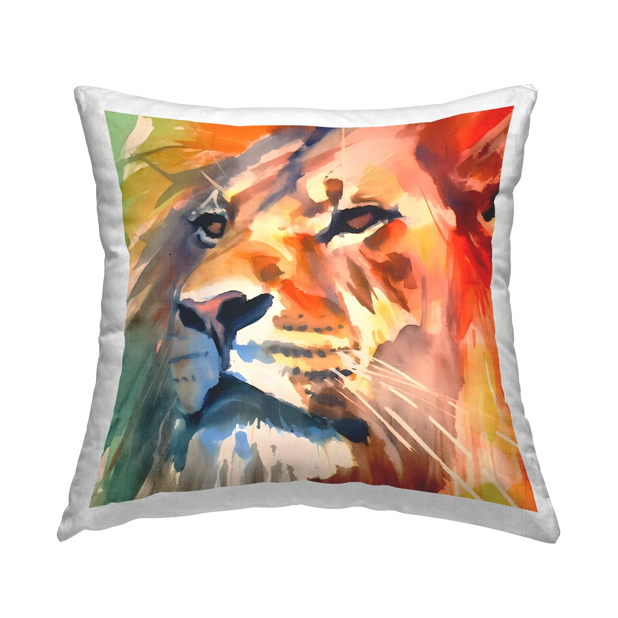Stupell Fierce Lion Face Decorative Printed Throw Pillow Design by Walker Noble