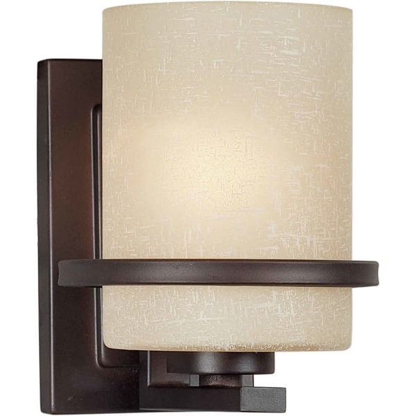 Forte Lighting 2404-01 1-Light Wall Sconce with White Linen Glass Shade