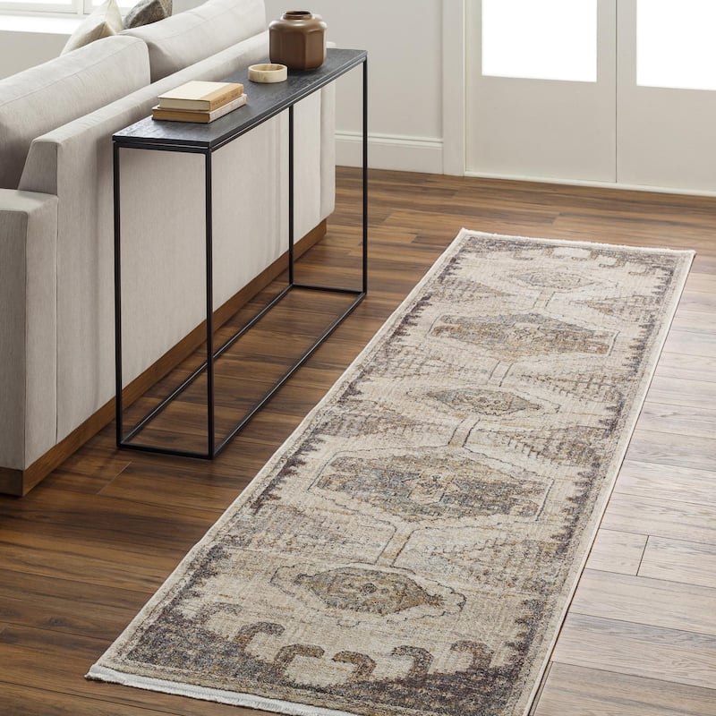 Livabliss Traditional Aida Medallion Area Rug - 2'7" x 9' - Beige/Tan