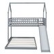 preview thumbnail 22 of 22, Kid-Friendly Design Twin over Full House Bunk Bed with Slide and Built-in Ladder, Full-Length Guardrail