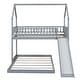 preview thumbnail 25 of 25, Twin over Full Wood House Bunk Bed with Slide and Built-in Ladder, Full-Length Guardrail - Stylish & Functional Design