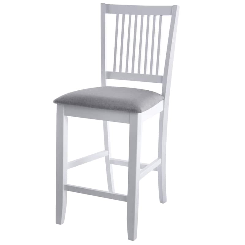Farmhouse 24.8" Counter Height Chairs Slat Back Padded Wood Bar Stools - 21L×18W×35H