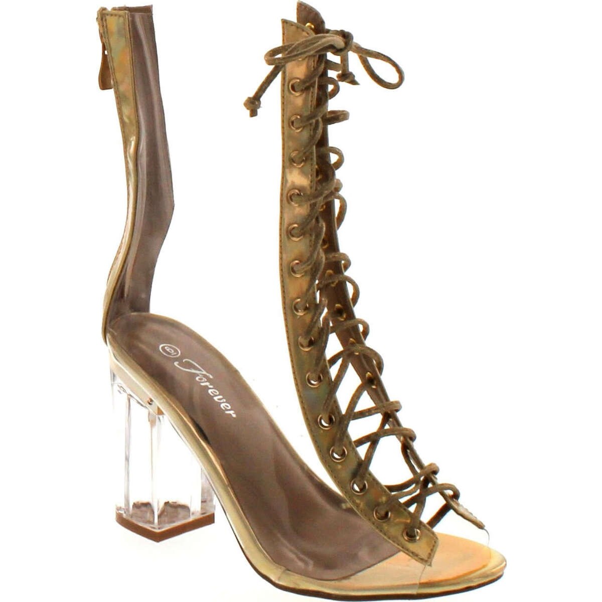 perspex block heel boots