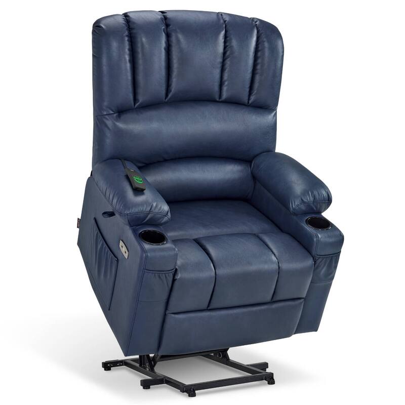 Power Lift Recliner Chair for Elderly, Massage and Heat, Faux Leather & Fabric