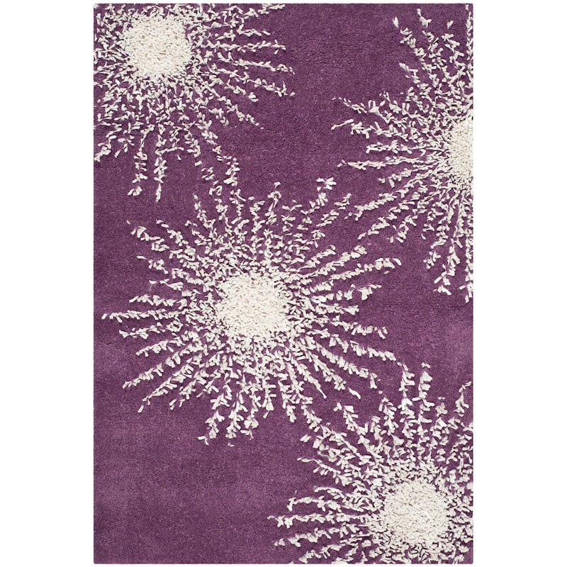 SAFAVIEH Handmade Soho Miyase Burst New Zealand Wool Rug - 2'6" x 4' - Purple/Ivory