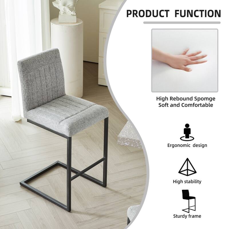2 Sets Bar Stool - Fabric Chair with Sturdy Metal Frame, Stylish & Comfortable Seating for Kitchen Island, Living Room