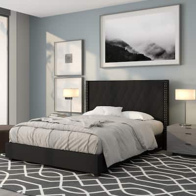 Tufted Upholstered Nailhead Trim Platform Bed