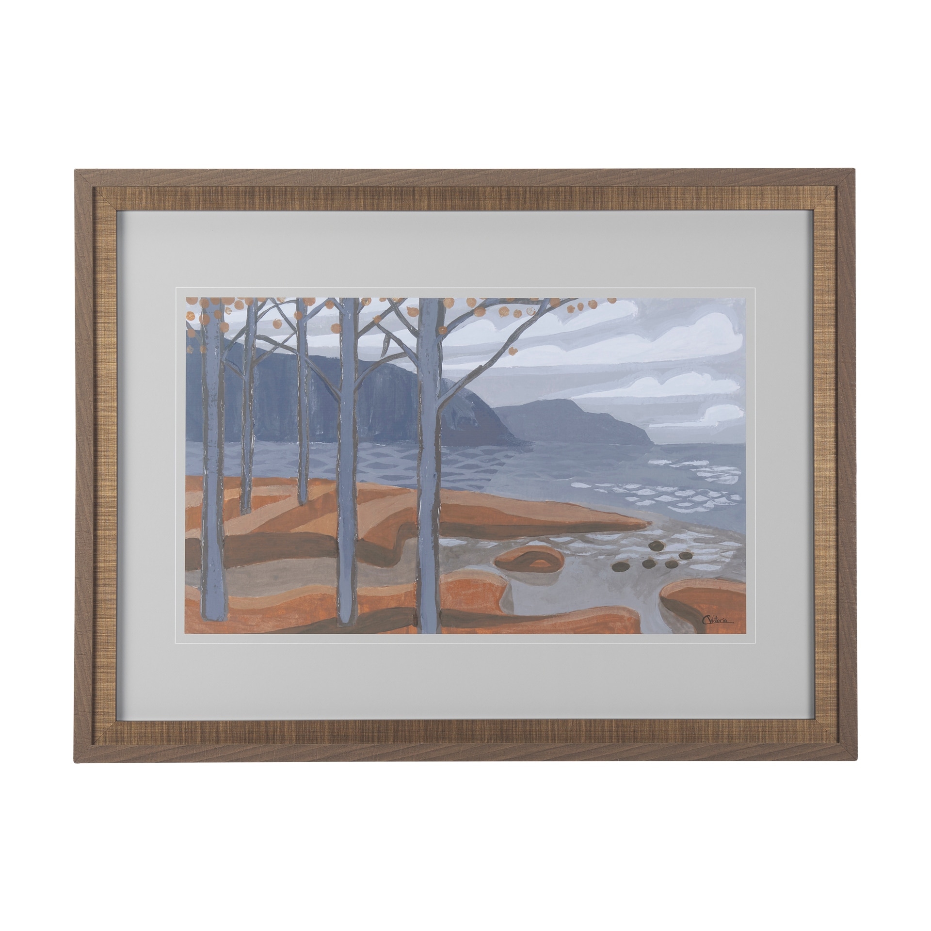 Gray Day by Mercana Studio a Hand Embellished Textured Framed Art Print Matted under Glass