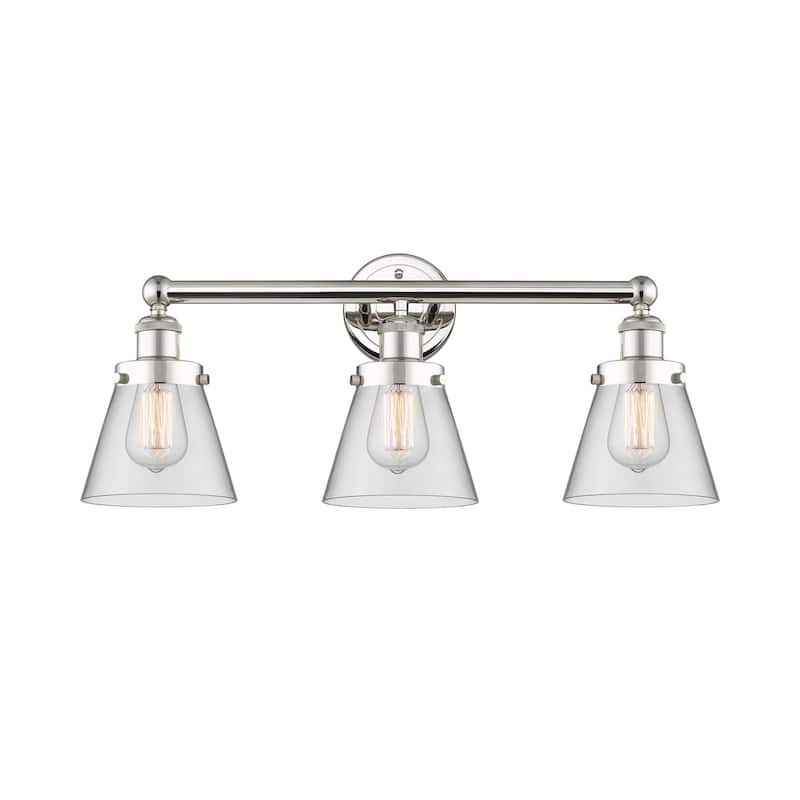Innovations Lighting 616-3W-10-25 Cone Vanity Cone 3 Light 25" Wide - Polished Nickel / Clear