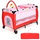 preview thumbnail 1 of 10, Pink Baby Crib Playpen Playard Pack Travel Infant Bed Foldable - 8.4'' x 25.6'' x 30'' Pink - 8.4'' x 25.6'' x 30'' - Steel