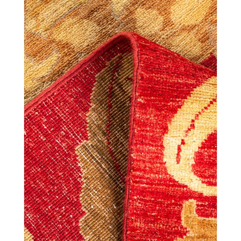Overton Hand Knotted Wool Vintage Inspired Modern Contemporary Arts & Crafts Green Area Rug - 9 x 12