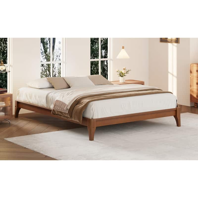 12 Inch Queen Size Solid Dry Bamboo Wood Platform Bed Frame