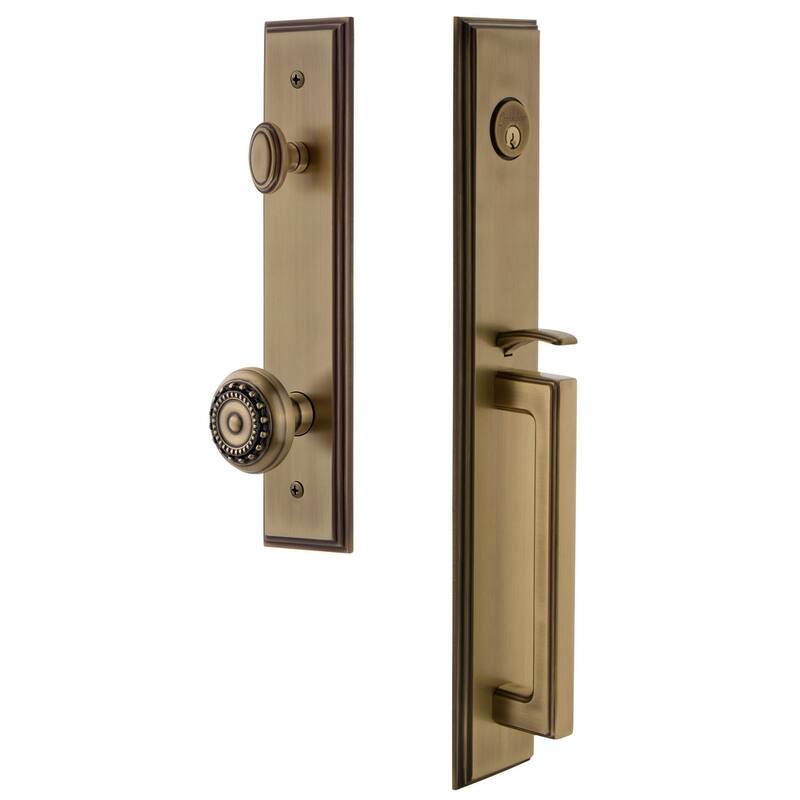 Grandeur Carre Solid Brass Rose Keyed Entry Single Cylinder Full Plate - Vintage Brass