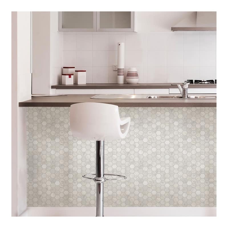 InHome Hexagon Marble Peel & Stick Backsplash Tiles