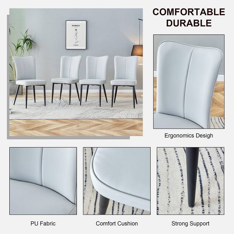 Modern PU Leather Minimalist Dining Chairs Set of 4