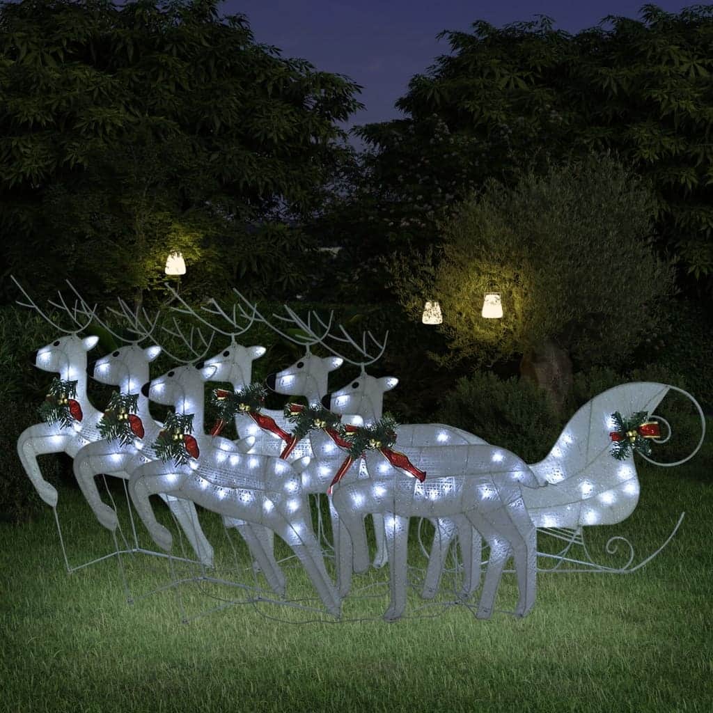 vidaXL Christmas Decoration Reindeer and Sleigh with LEDs Christmas Lighting - 140 LEDs