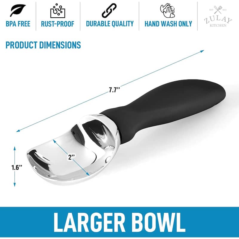 Zulay Kitchen Ice Cream Scoop With Soft Easy Grip Handle