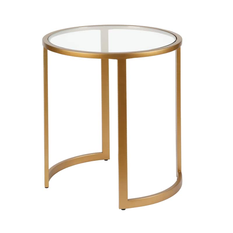 Mitera 20" Wide Round Side Table - 20" Wide - Brass