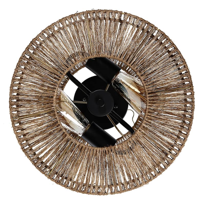 Dorn 2-Light Bohemian Jute Rope Semi-Flush Mount - W14"x H10" - 14 in. W