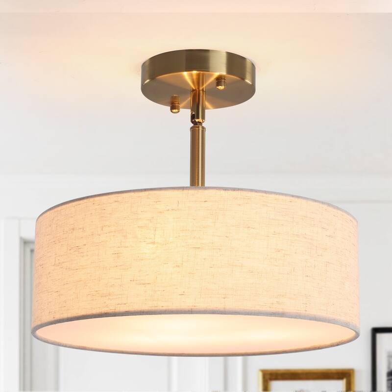 3-Light Classic Hanging Semi Flush Mount Ceiling Light Fixture with Rattan Cover for Kitchen Island