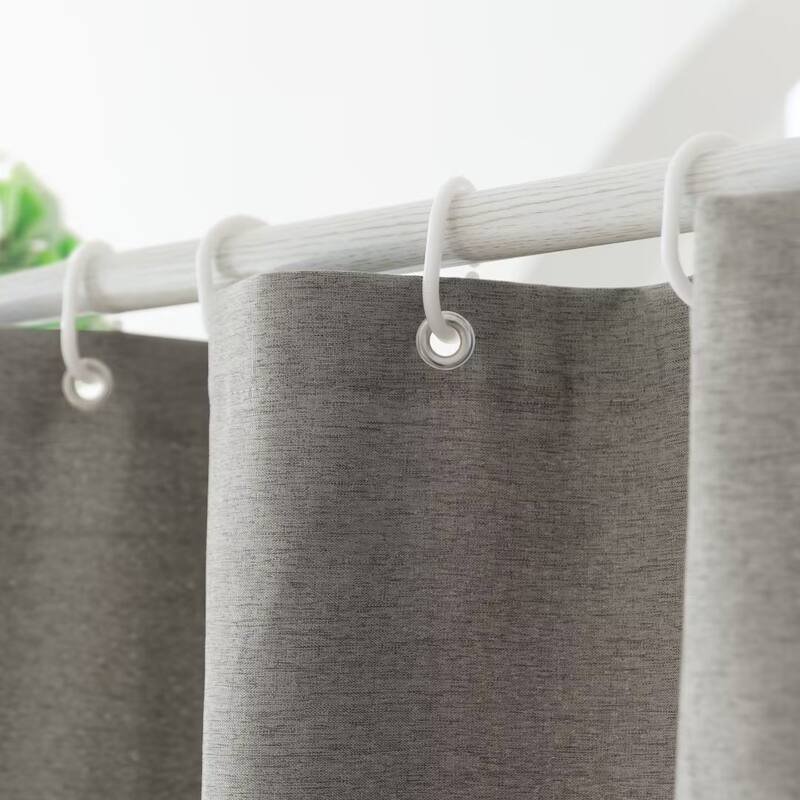Linen Texture Shower Curtain with 12 Plastic Hooks Included