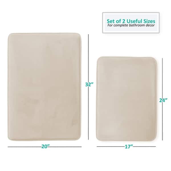 dimension image slide 5 of 58, Clara Clark Ultra Soft Plush Bathroom Rug - Non-Slip, Velvet, Memory Foam Bath Mat - Set of 2