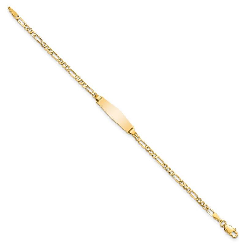 Curata 5.5mm 14k Engravable Figaro Soft Diamond Shape ID Bracelet