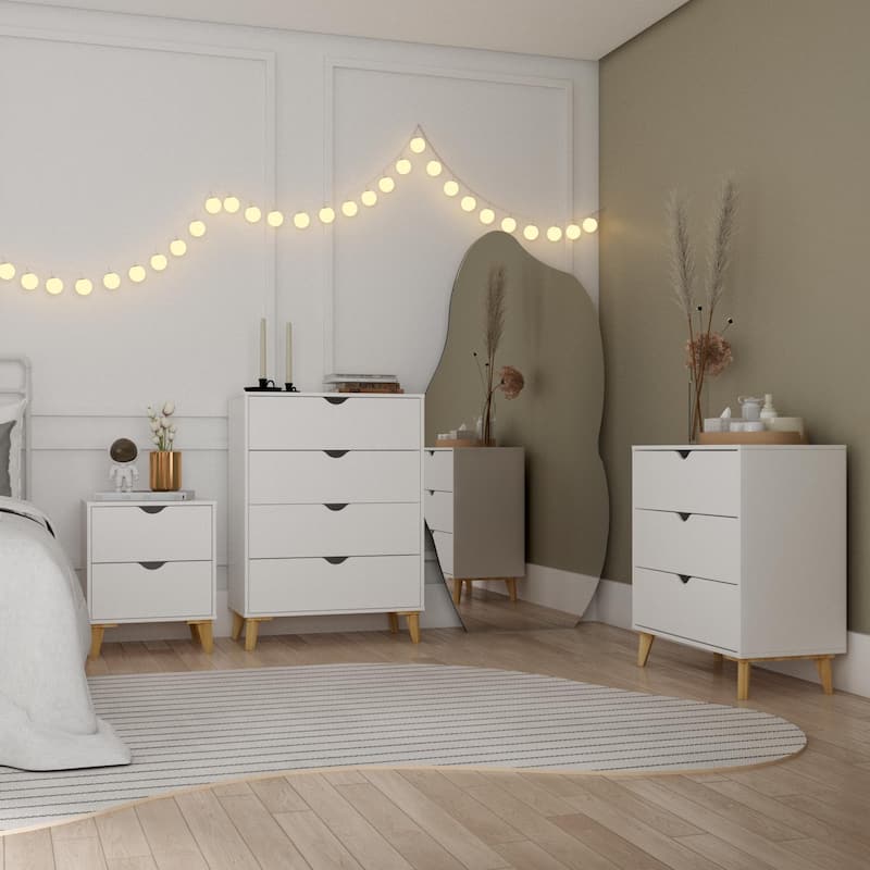 Mid Century Modern Tall 4-Drawer Dresser