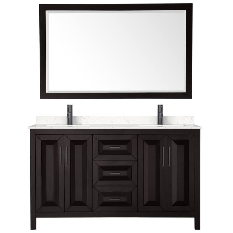 Daria 60 Inch Double Vanity, Cultured Marble Top, 58 Inch Mirror