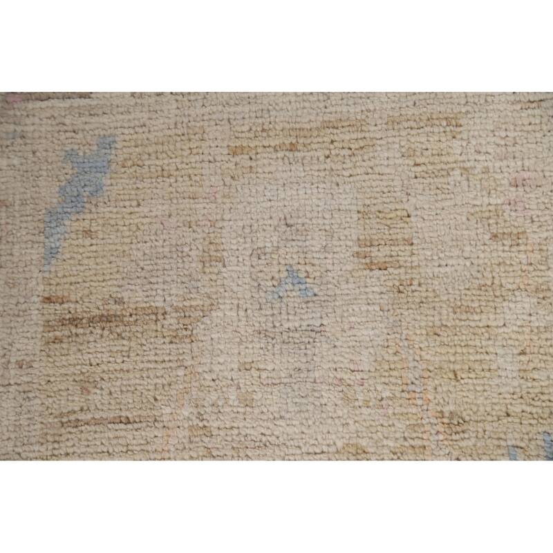 Hand Knotted Oriental 100% Wool Carpet Transitional Geometric Beige & Ivories Oushak Area Rug - 2' 11'' X 2' 0''