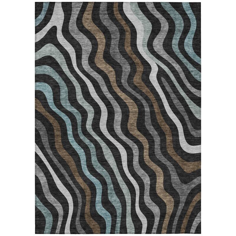 Machine Washable Indoor/ Outdoor Modern Eureka Chantille Rug