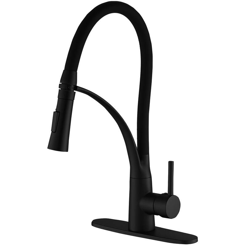WIZ Single-Handle Pull-Down Sprayer 2 Spray High Arc Kitchen Faucet - Black
