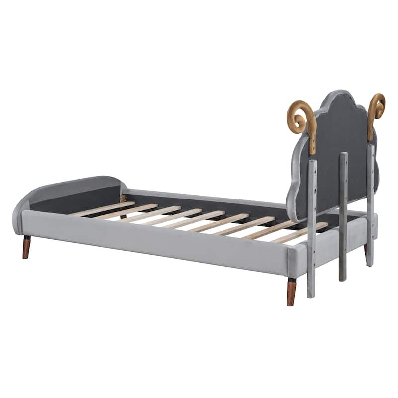 Platform Bed with Sheep-Shaped Headboard