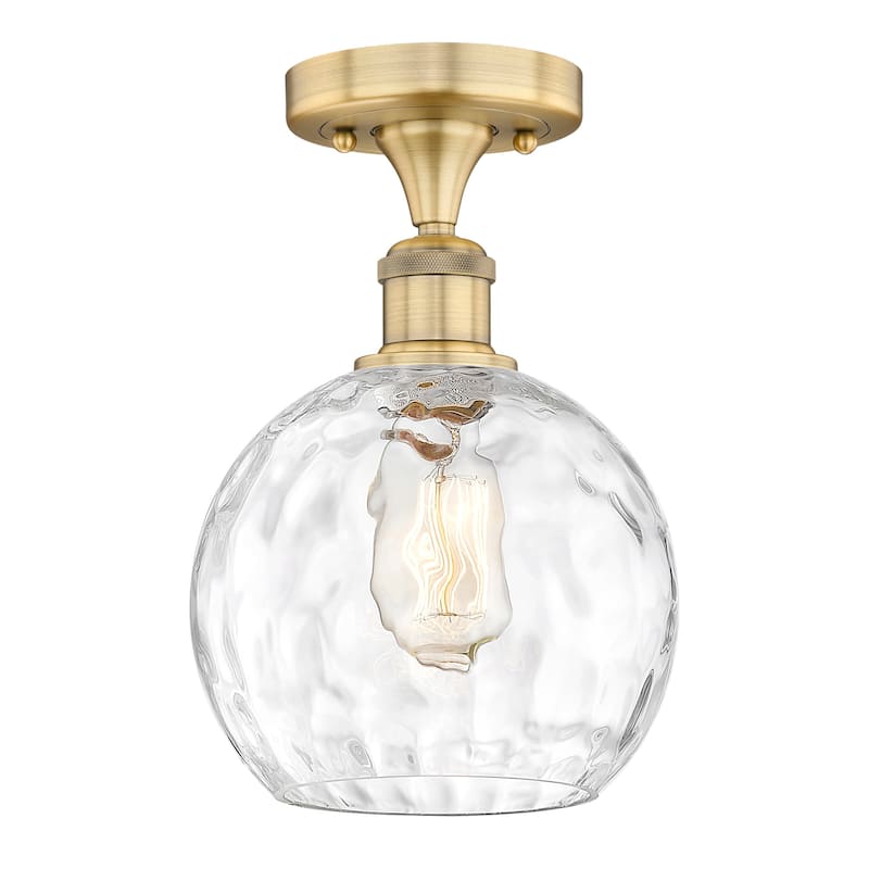 Innovations Lighting 616-1F-11-8 Athens Water Glass Semi-Flush Athens - Brushed Brass / Clear Water Glass