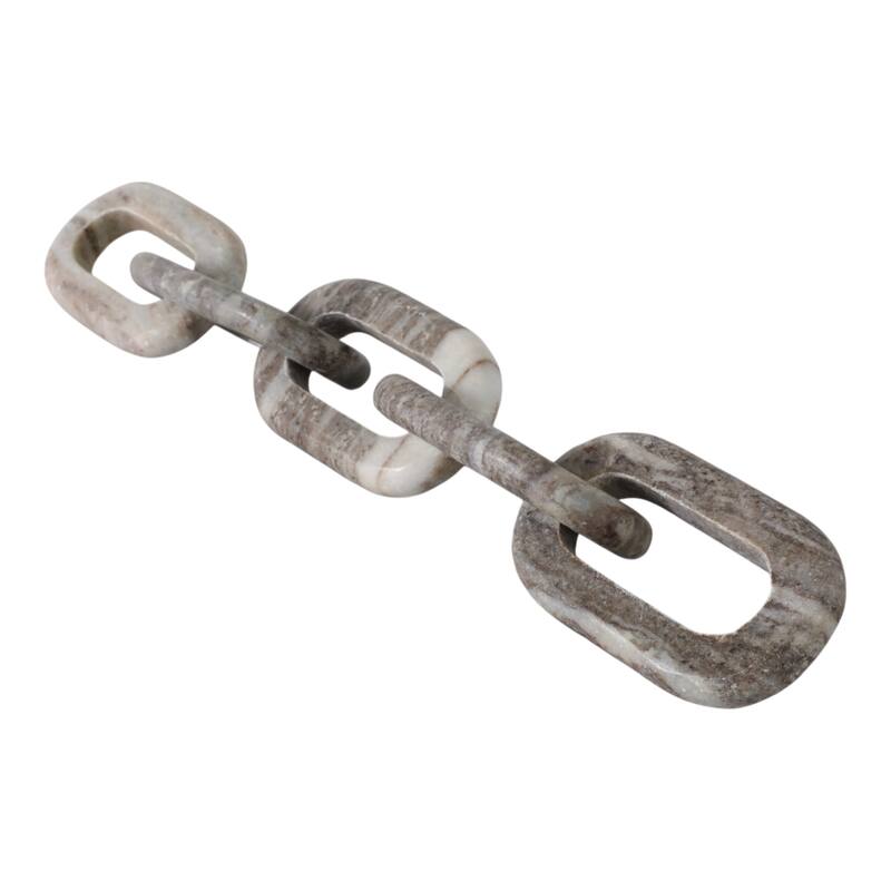 Travertine Wood Modern Decorative Chain Link Sculpture Accent Decor