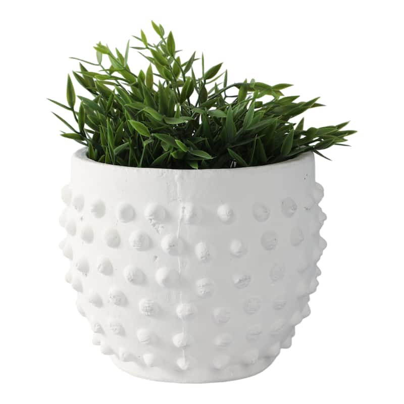 Terracotta Planter Raised Dot Texture for Home Garden Use - 6" White - 8" x 8" x 6"