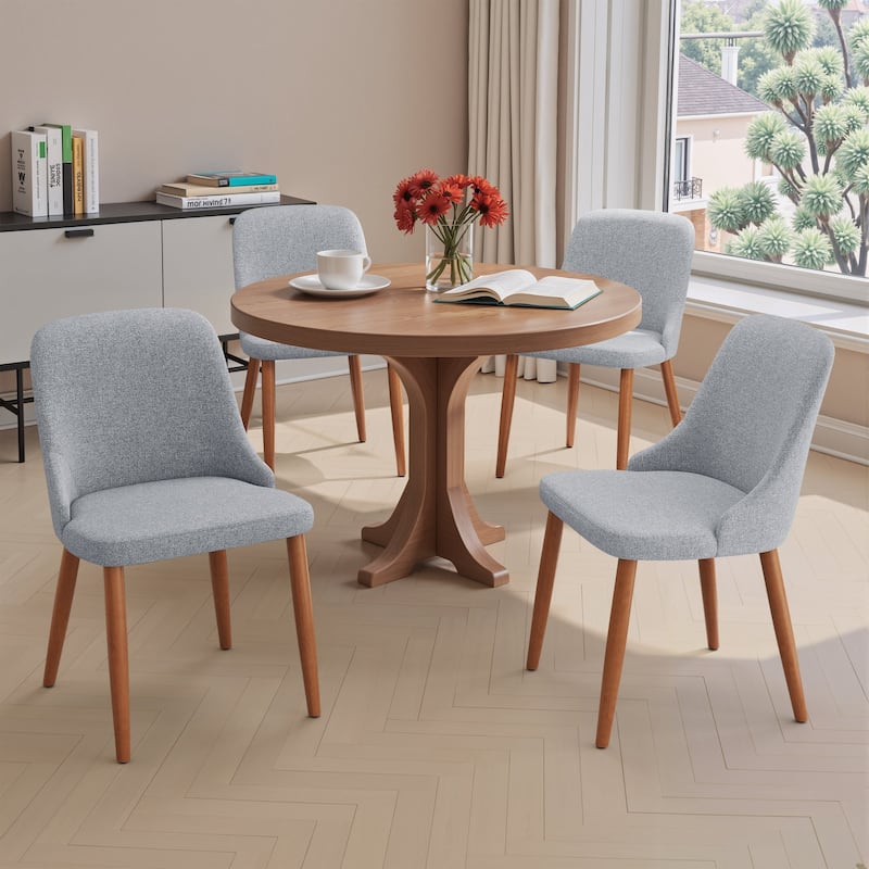 Modern Dining Chair Upholstered Accent Chairs with Solid Wood Legs