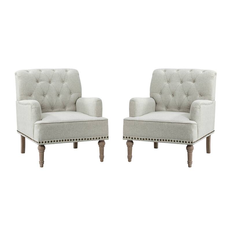 Geltrude Traditional Upholstered Accent Chair with Button Tufted Back Set of 2 by HULALA HOME