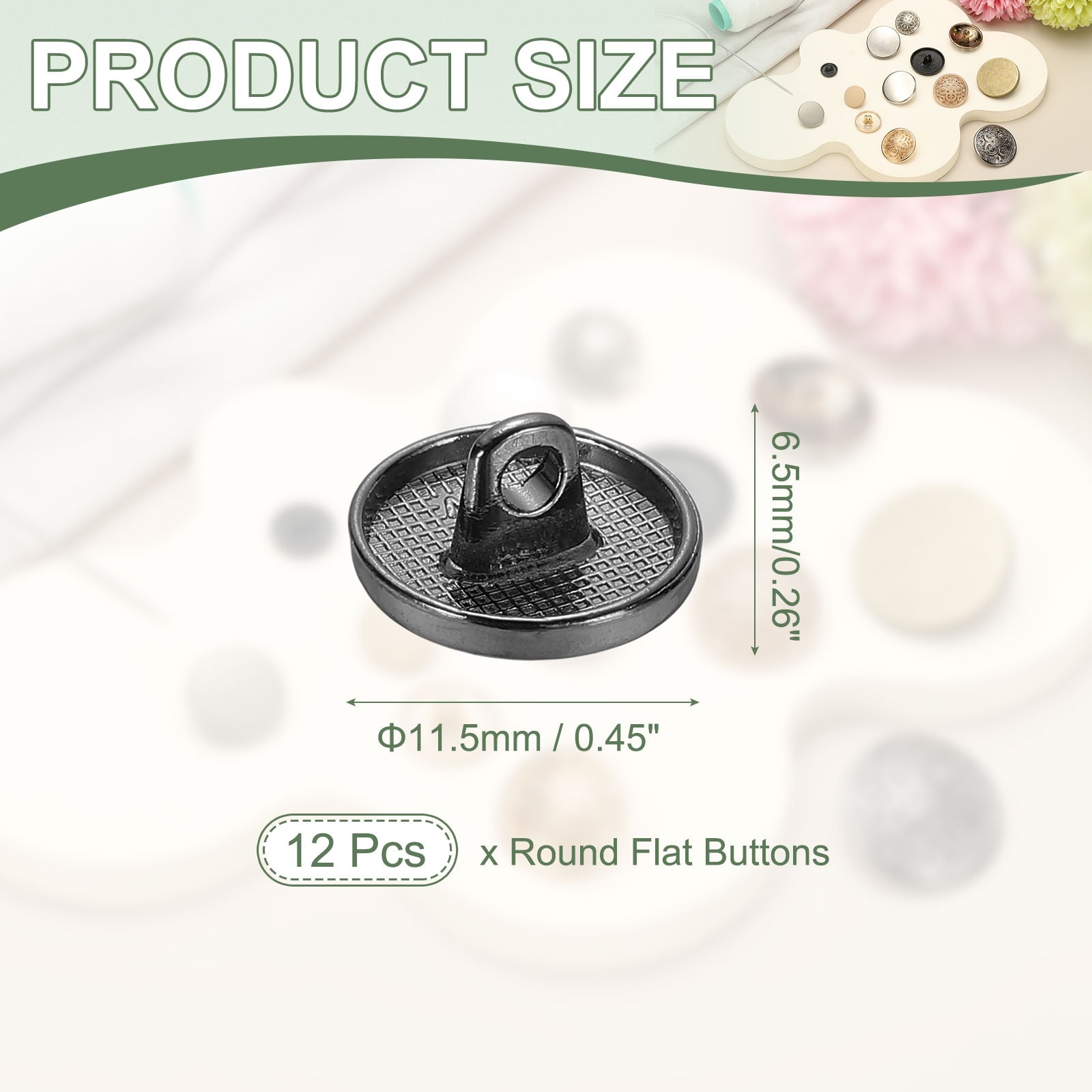 Metal Round Flat Buttons, Alloy Shank Round Shaped Sewing Buttons - Fitting for (Men - Women - Coat)