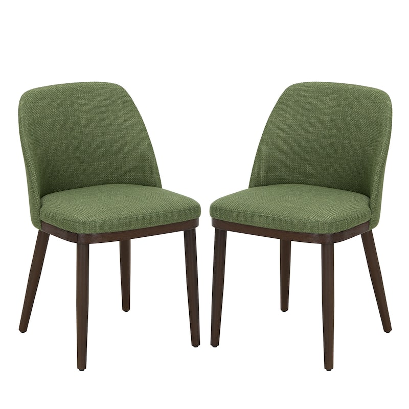 Set of 2 Upholstered Wood Dining Chairs for Dining Room, Restaurant - Green
