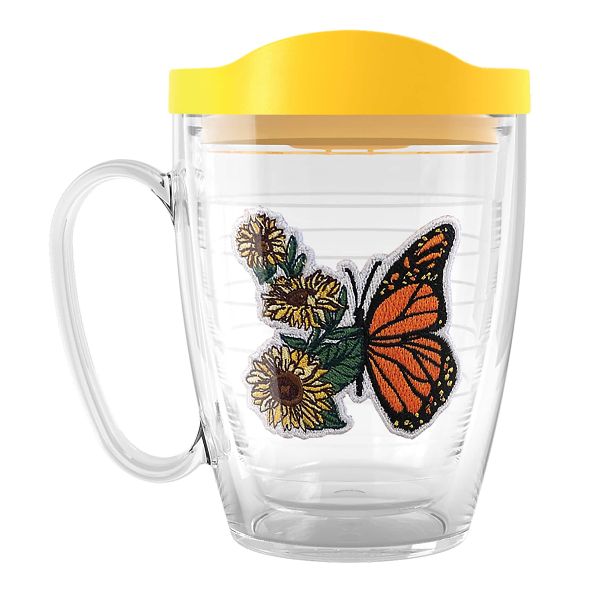 Tervis Sunflower Butterfly Flyby Made in USA Double Walled Insulated Travel Tumbler, Classic - 16oz Mug